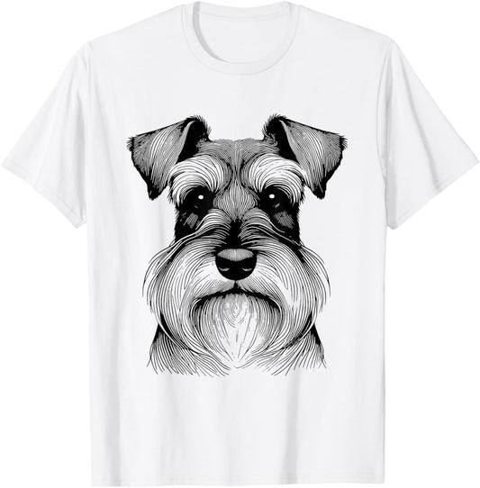 Dog Fingerprint - Miniature Schnauzer Dad Mom T-Shirt - T-Shirt | White