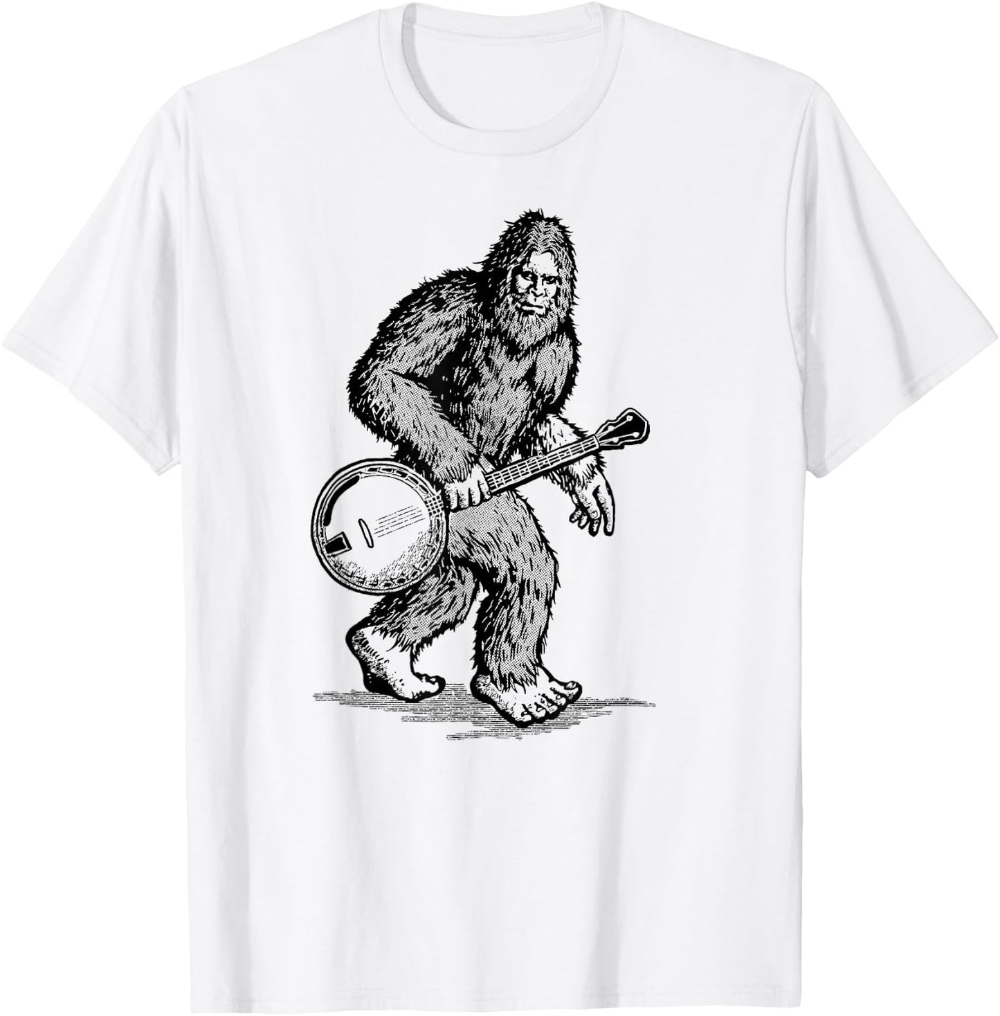 Grassquatch! Vintage Bigfoot & Bluegrass Banjo Music T-Shirt - T-Shirt | White