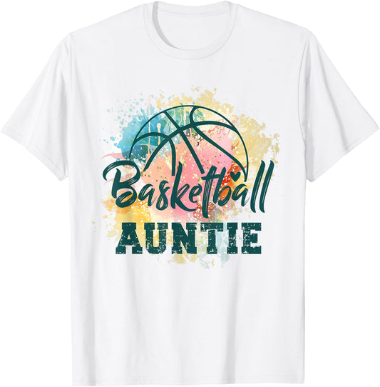 Basketball Player Aunt Team Sports Women Basketball Auntie T-Shirt - T-Shirt | White