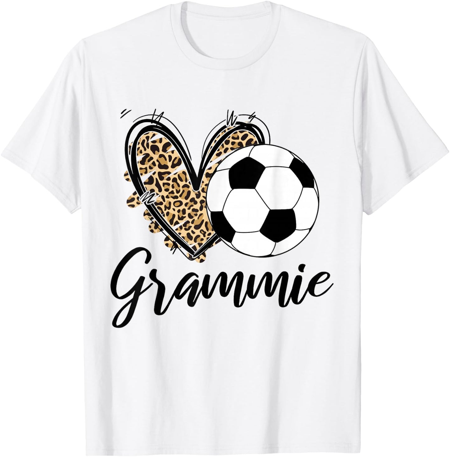 Soccer Grammie Leopard Heart Grammie T-Shirt - T-Shirt | White