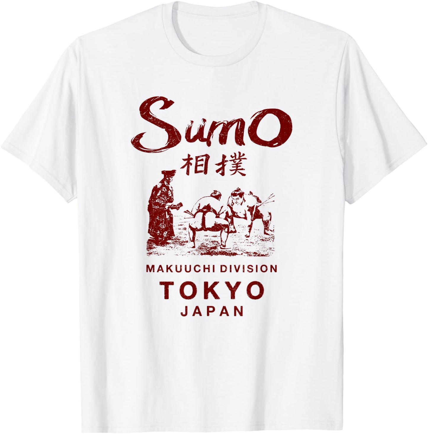 Sumo Wrestling Tokyo Japan Vintage T-Shirt - T-Shirt | White