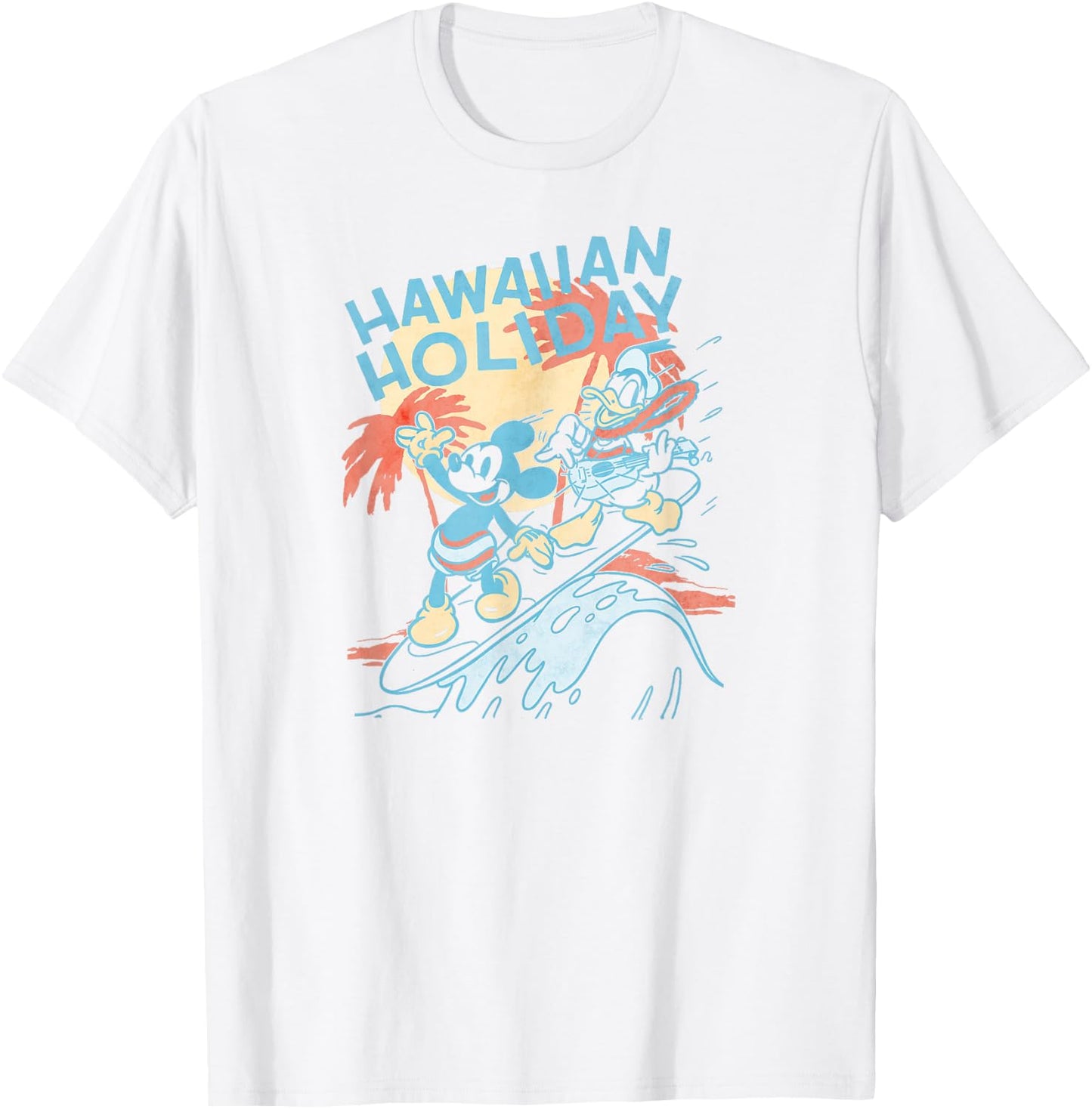 Disney Mickey And Friends Hawaiian Holiday Duo Retro Poster T-Shirt - T-Shirt | White