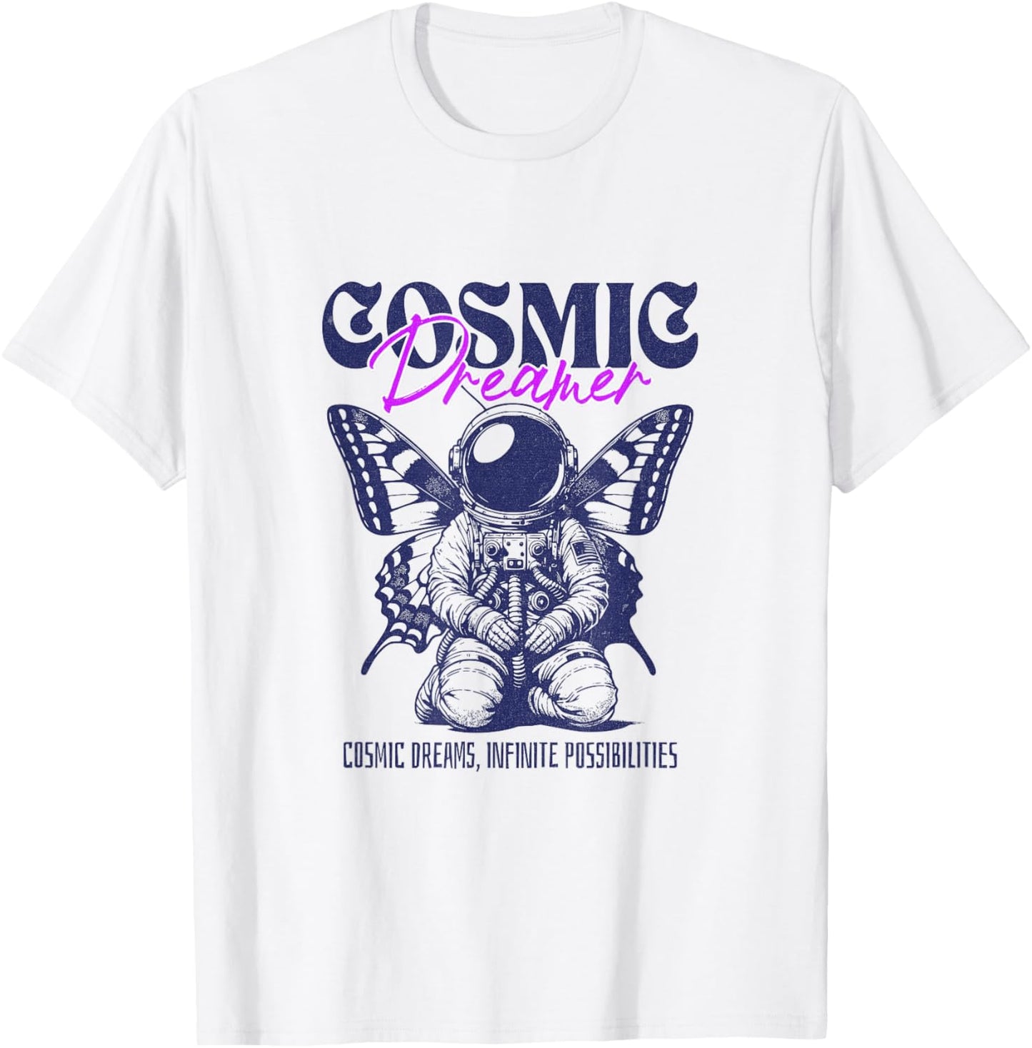 Cosmic Dreamer Vintage Butterfly T-Shirt - T-Shirt | White