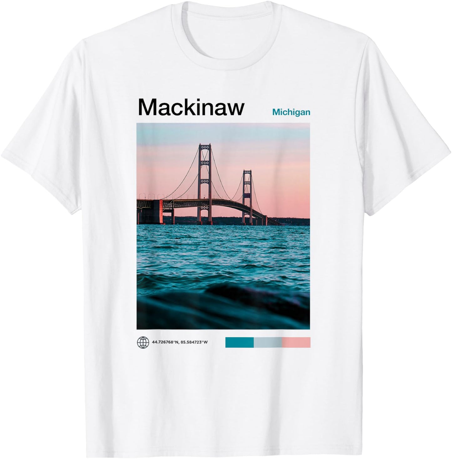 Mackinaw City Travel Art - USA Souvenir Michigan - American T-Shirt - T-Shirt | White