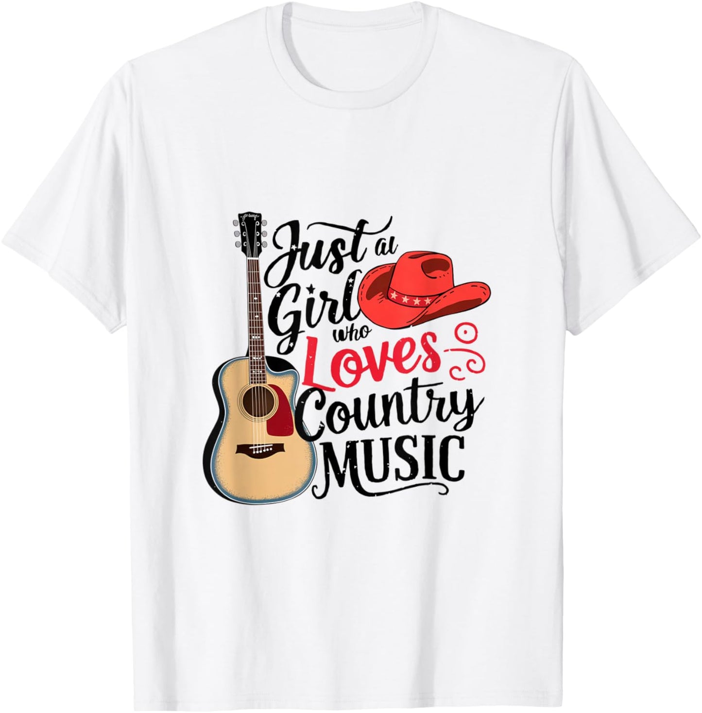 Just A Girl who Loves Country Music Cowboy T-Shirt - T-Shirt | White