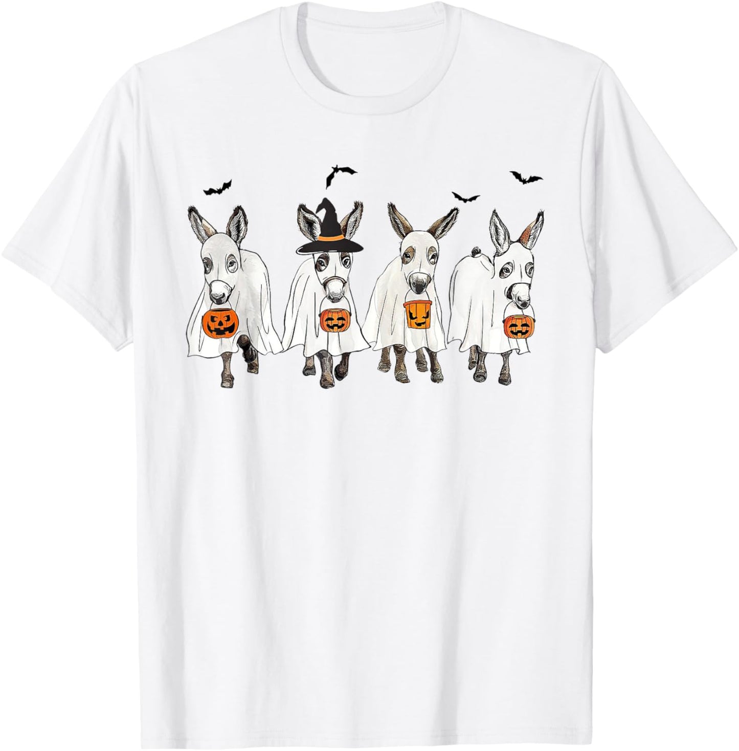 Funny Ghost Donkey Hallowen Donkey Lover Farmer Halloween T-Shirt - T-Shirt | White
