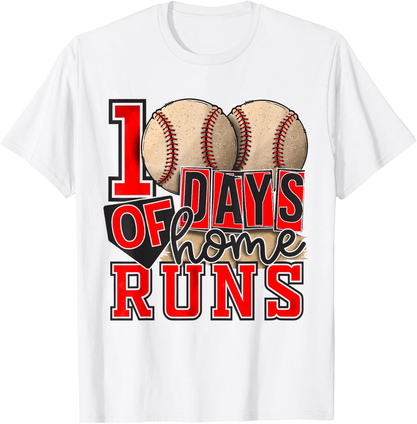 100 Days Of Home Runs Baseball 100th Day Of School Boys Girl T-Shirt - T-Shirt | White