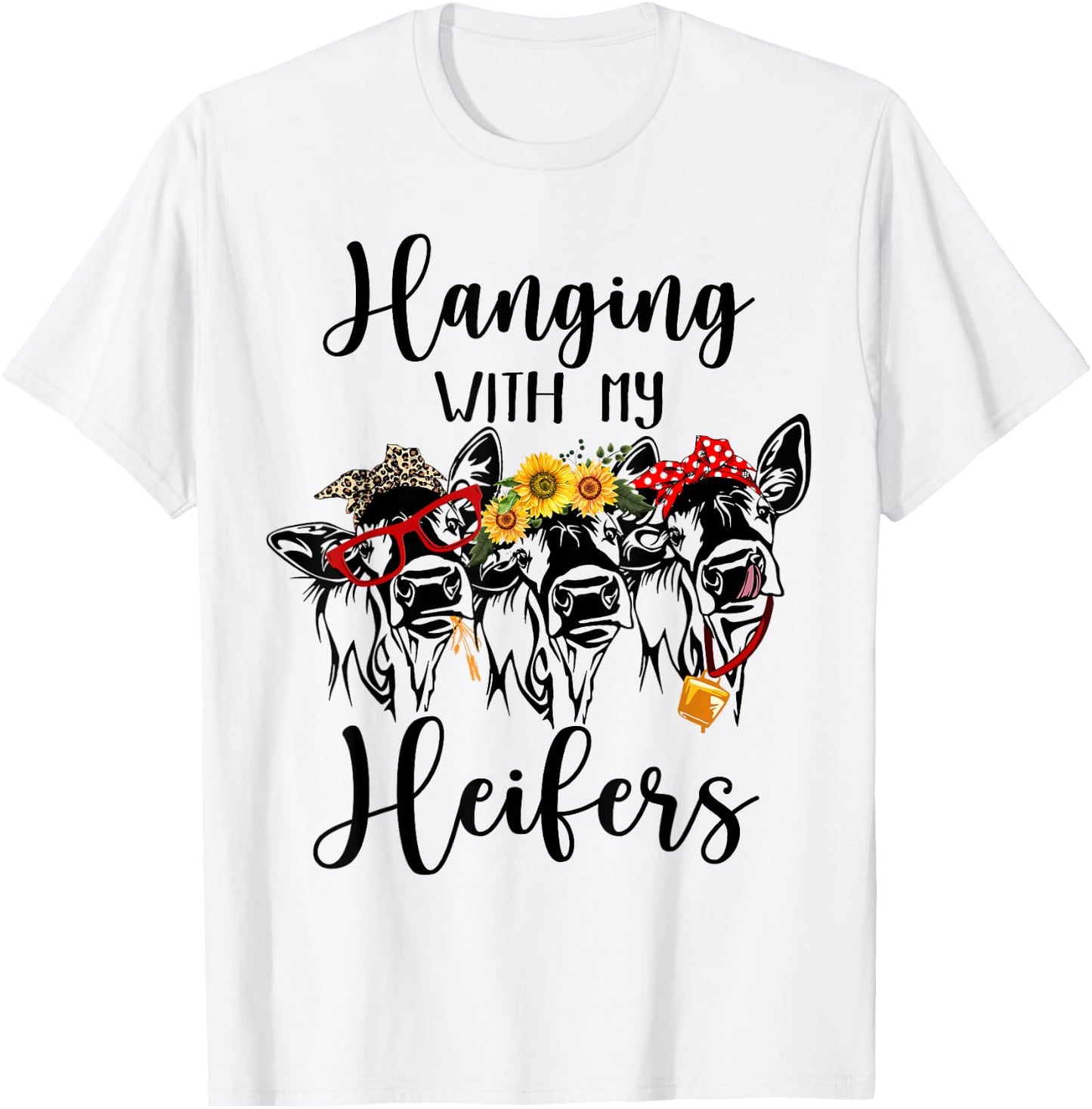 Cute Women's Hanging With My Heifers Bandana T-Shirt - T-Shirt | White