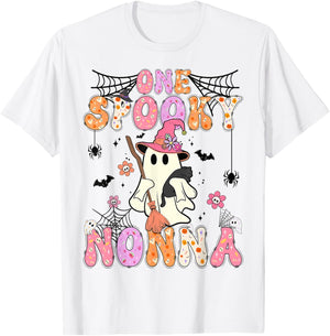 Groovy One Spooky Nonna Retro Halloween Cute Ghost T-Shirt - T-Shirt | White