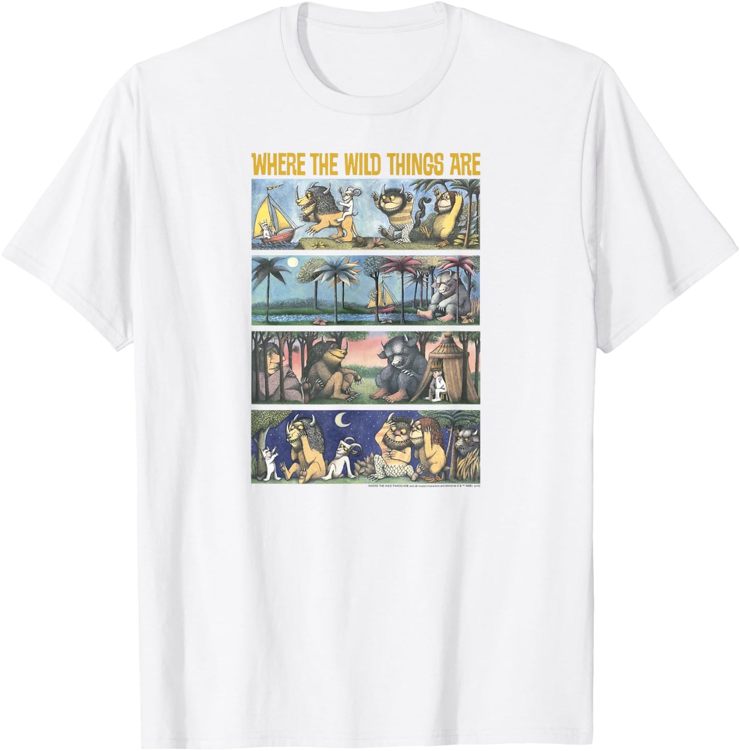 Where The Wild Things are Storybook Panels T-Shirt - T-Shirt | White