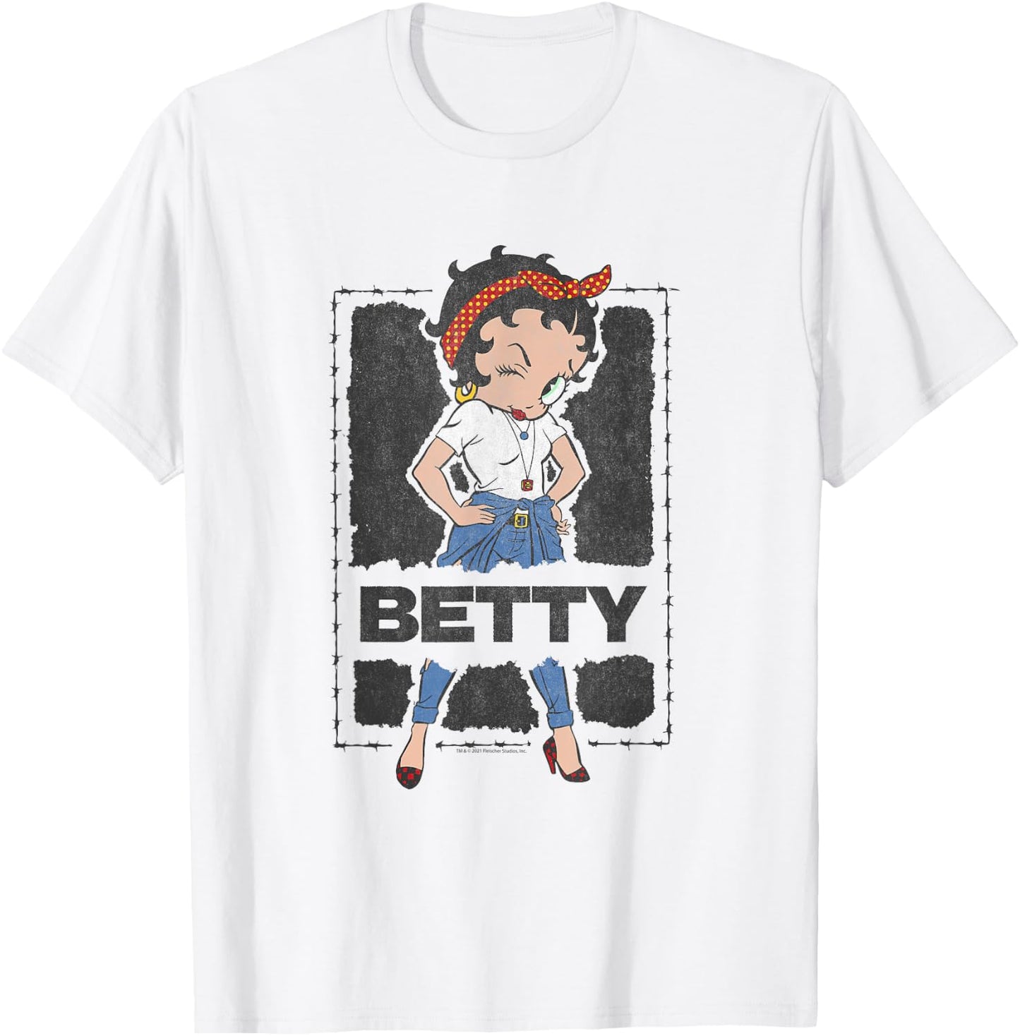 Betty Boop Barbed Wire Frame T-Shirt - T-Shirt | White
