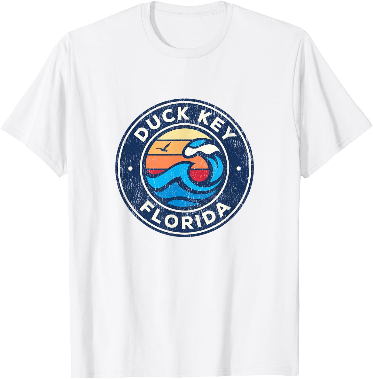 Duck Key Florida FL Vintage Nautical Waves Design T-Shirt - T-Shirt | White
