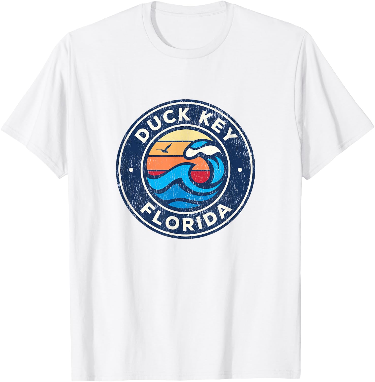 Duck Key Florida FL Vintage Nautical Waves Design T-Shirt - T-Shirt | White