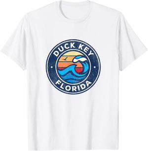 Duck Key Florida FL Vintage Nautical Waves Design T-Shirt - T-Shirt | White