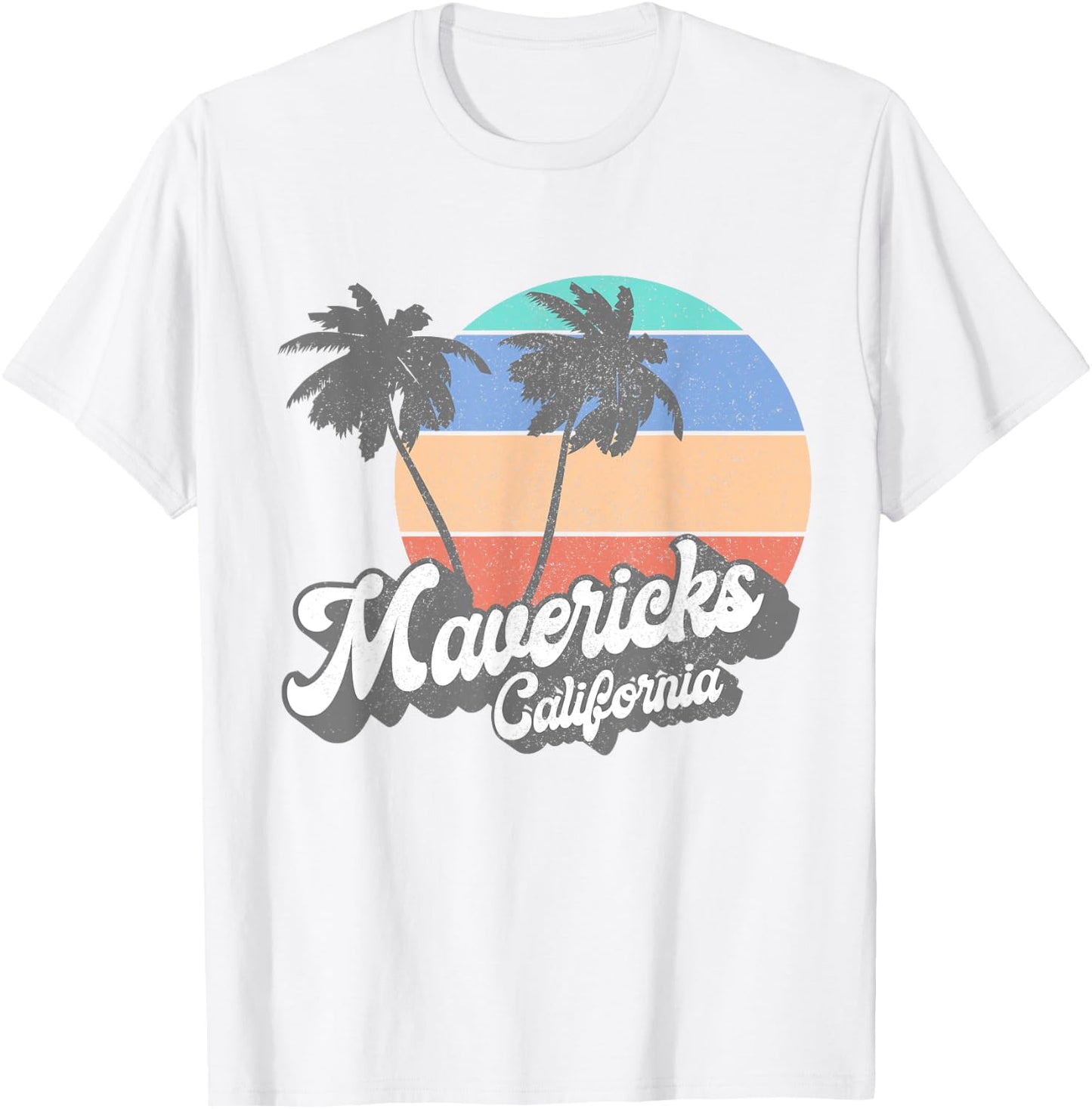 Retro Mavericks California CA Vintage Beach Surf T-Shirt - T-Shirt | White