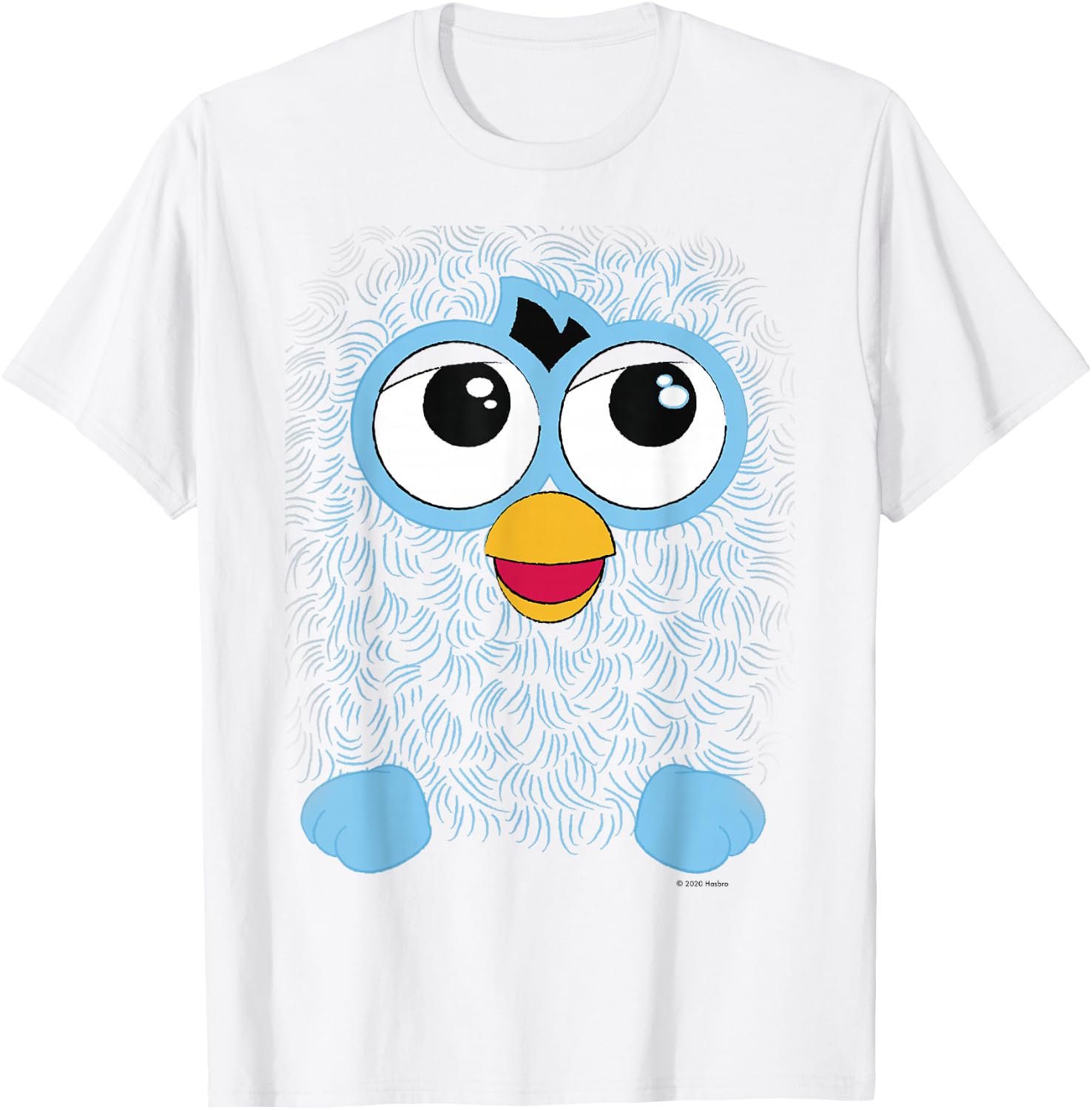 Furby Retro Big Blue Smiling Face T-Shirt - T-Shirt | White