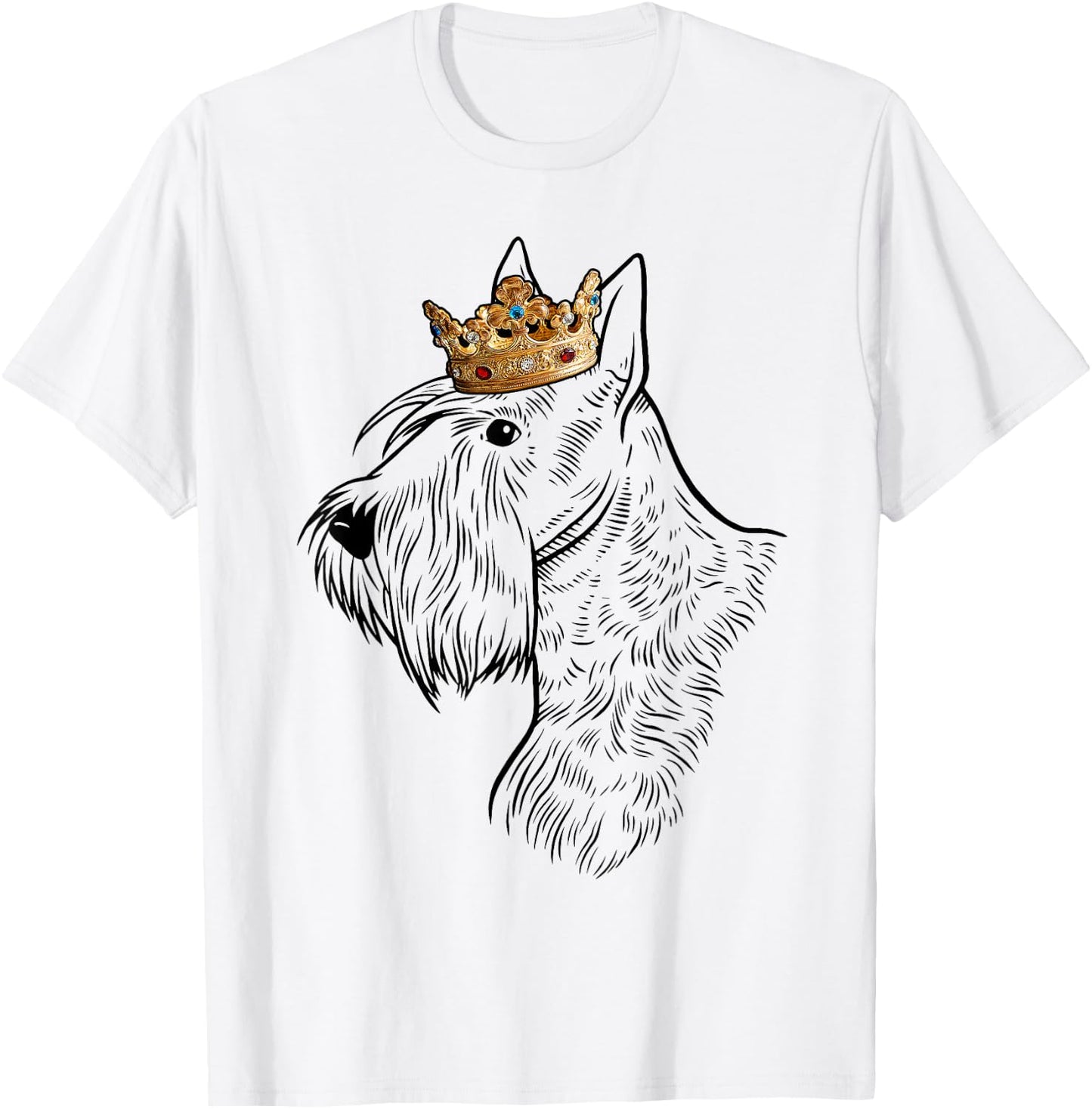 Scottish Terrier Dog Wearing Crown T-Shirt - T-Shirt | White