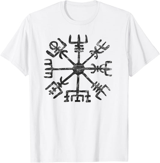 Vegvisir Viking Compass Rune Protection Symbol Celtic Nordic T-Shirt - T-Shirt | White