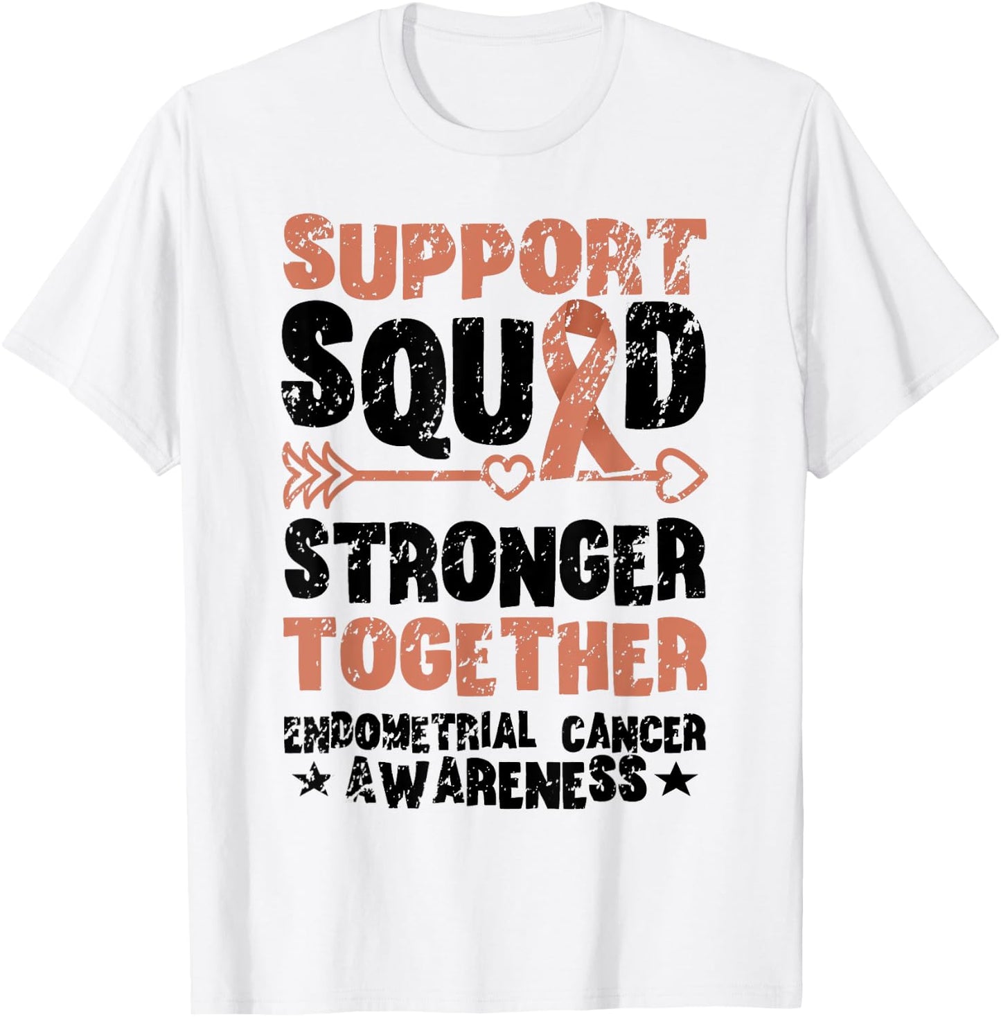 Support Squad Together Vintage Endometrial Cancer Awareness T-Shirt - T-Shirt | White