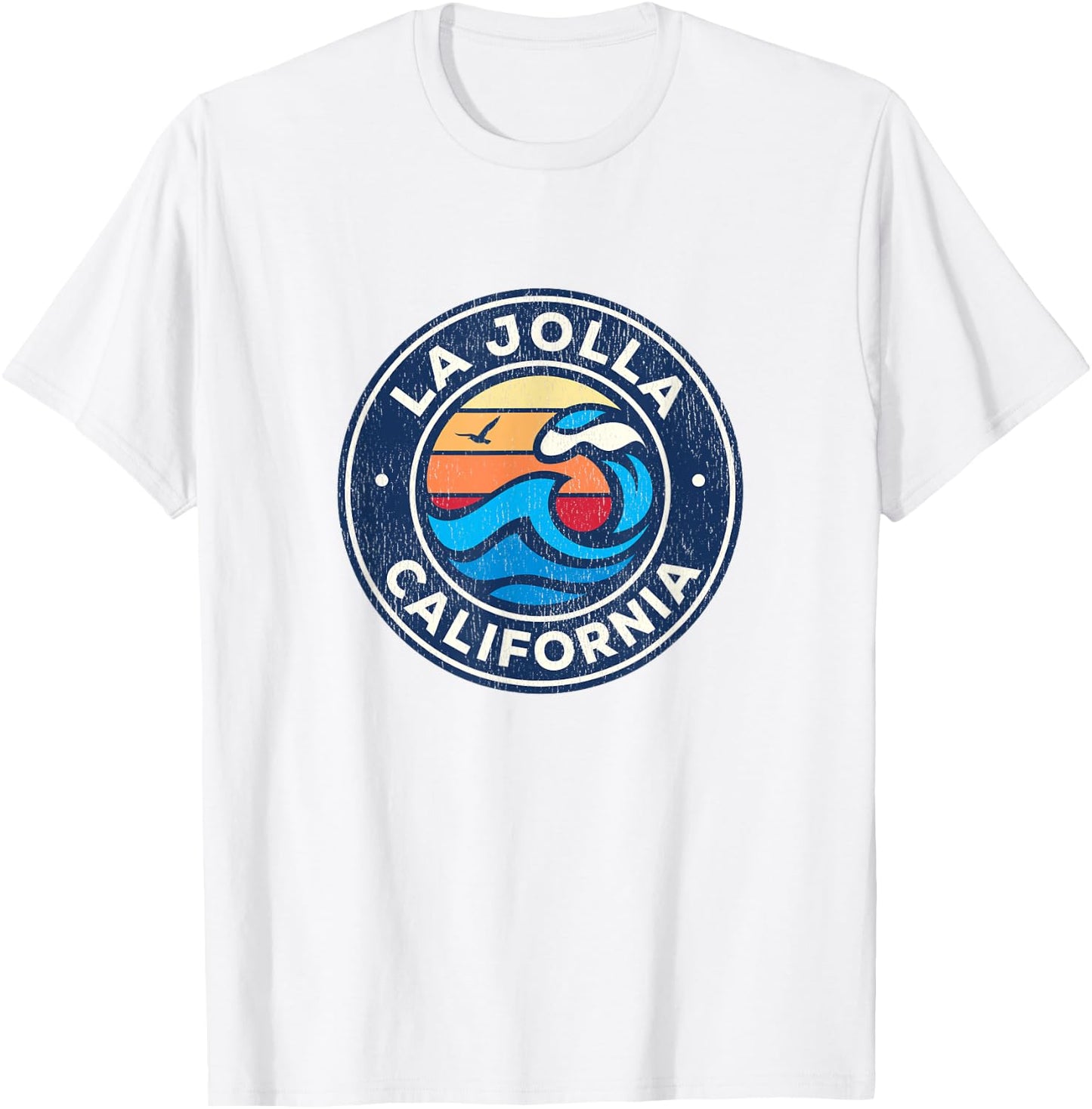 La Jolla California CA Vintage Nautical Waves Design T-Shirt - T-Shirt | White
