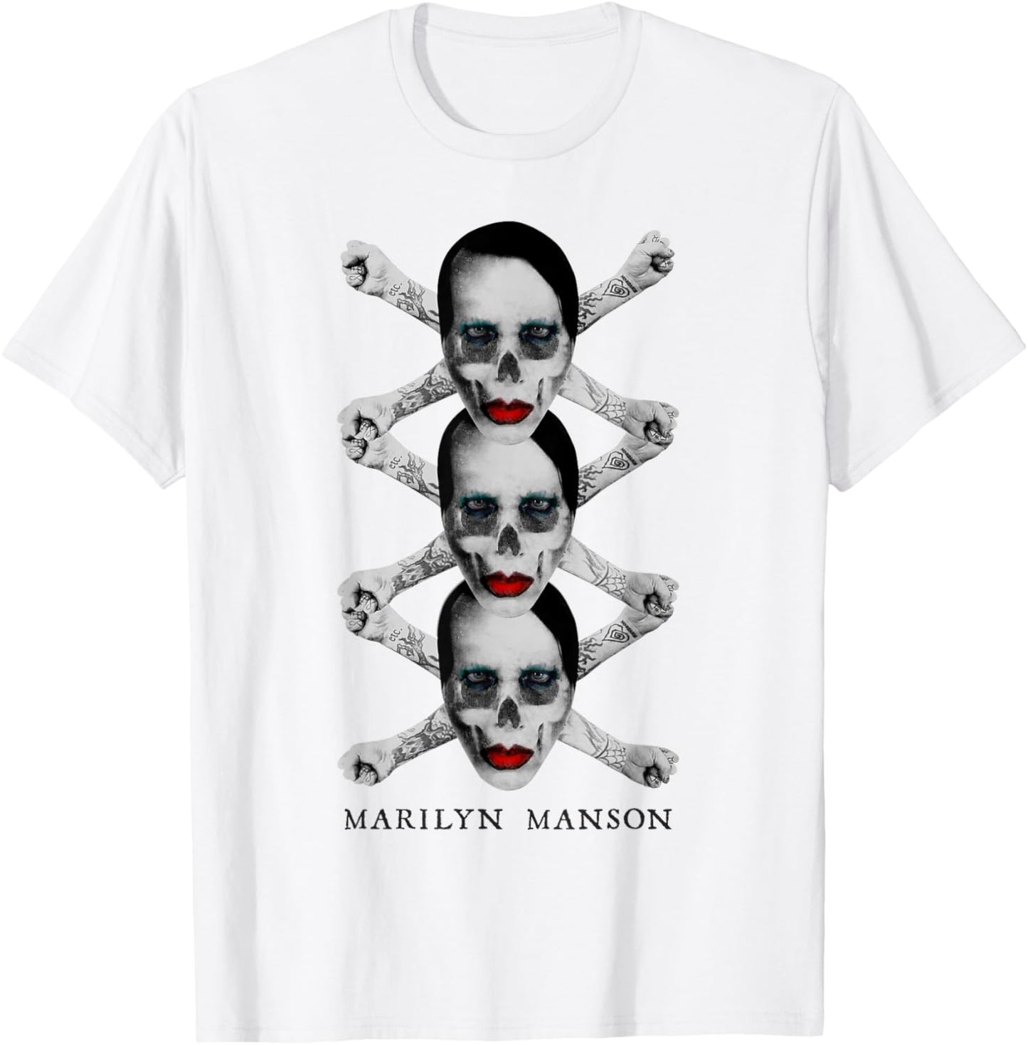 Marilyn Manson – Crossbones X3 T-Shirt - T-Shirt | White