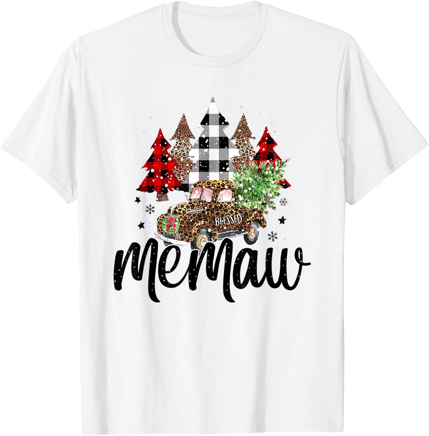 Blessed Memaw Christmas Truck - Grandma Gift T-Shirt - T-Shirt | White