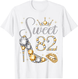 Sweet 82 Years Old 82nd Birthday Queen Princess Bday Party T-Shirt - T-Shirt | White