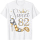 Sweet 82 Years Old 82nd Birthday Queen Princess Bday Party T-Shirt - T-Shirt | White