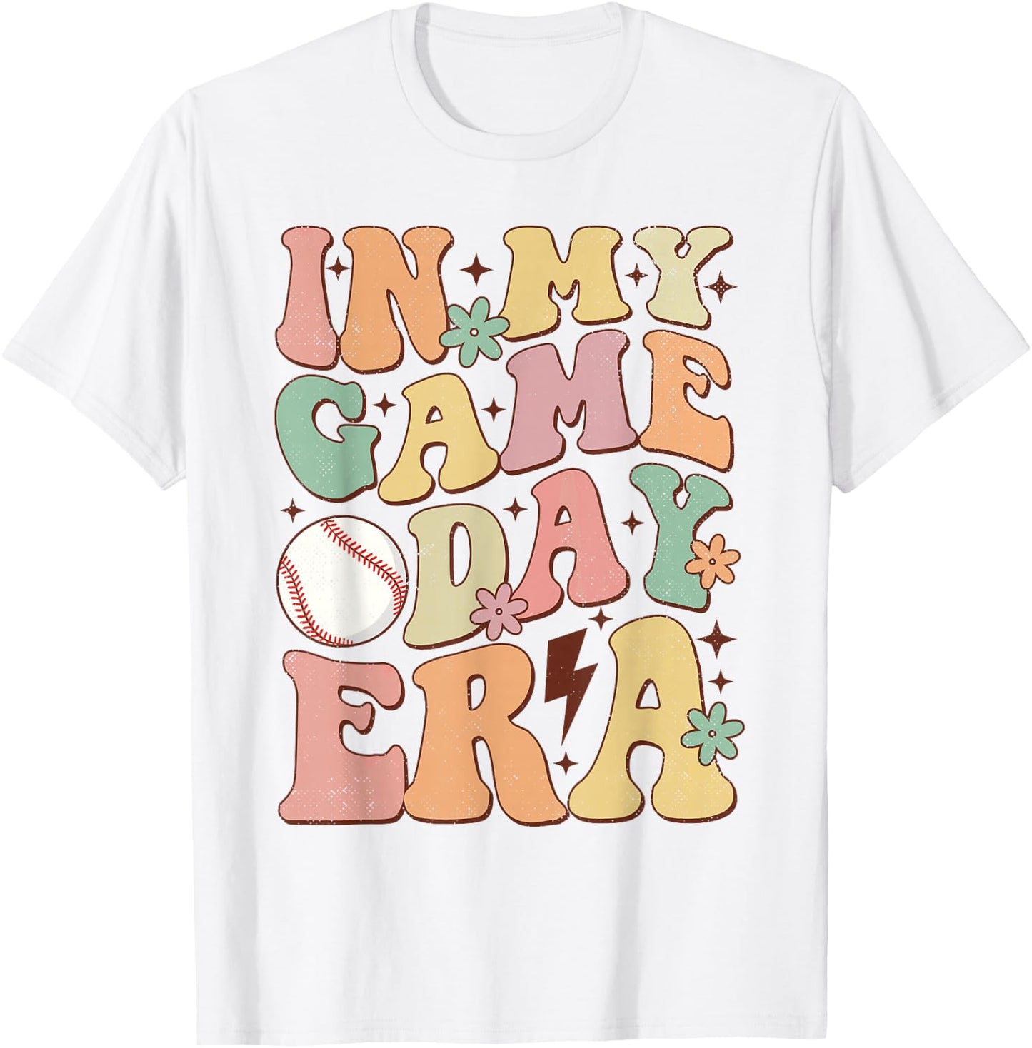 Groovy In My Game Day Era Baseball Game Day Vibes Women Girl T-Shirt - T-Shirt | White