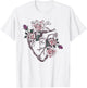 Anatomical Heart Floral Cute Roses Human Anatomy Love Nurse T-Shirt - T-Shirt | White