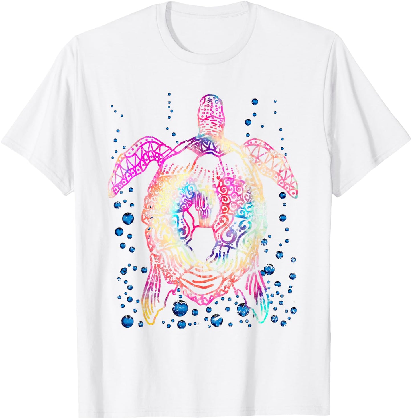 Ocean Animal Tie Dye Tribal Sea Animal Maori Turtle T-Shirt - T-Shirt | White