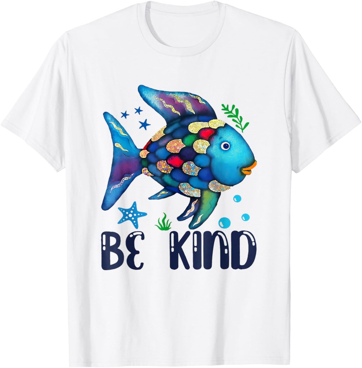 Be Kind Rainbow Scale Fish Teacher Reading Book Toddler Kids T-Shirt - T-Shirt | White