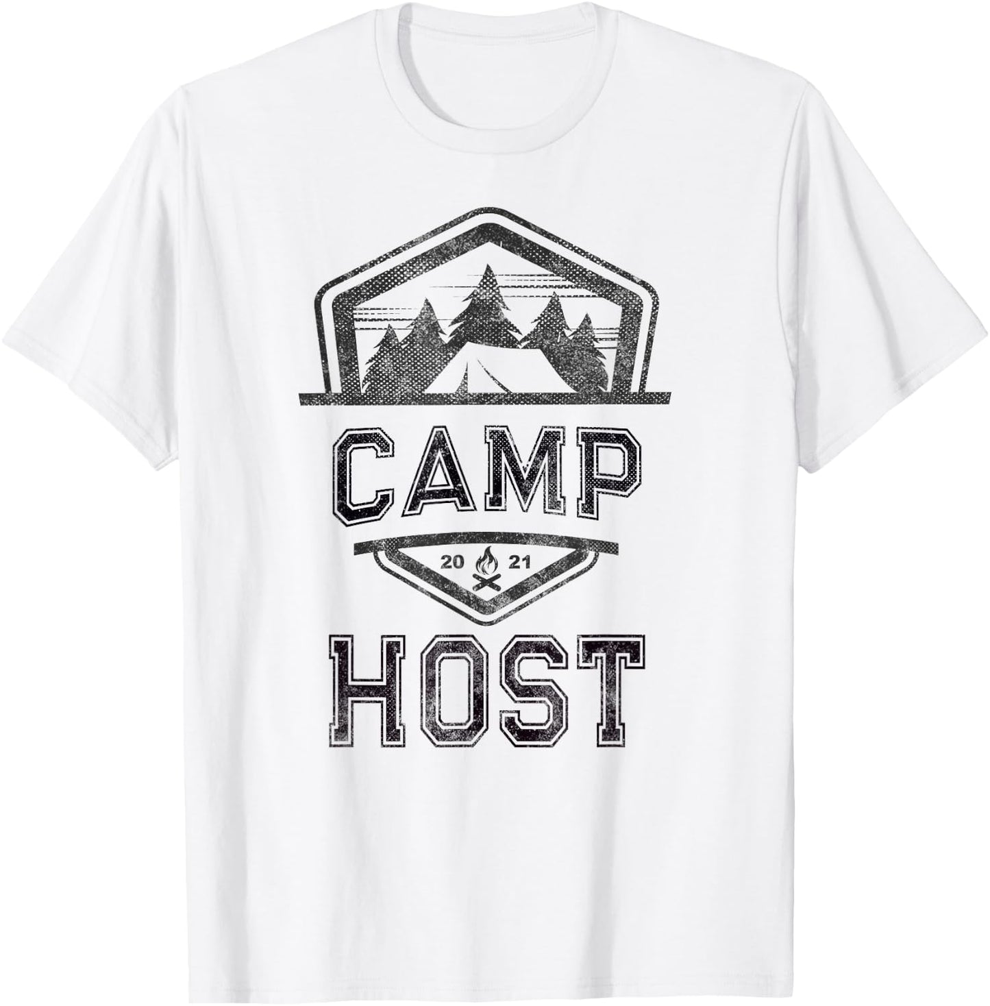 CAMP HOST Campground Staff Campsite Team Hosting Kids Yellow T-Shirt - T-Shirt | White