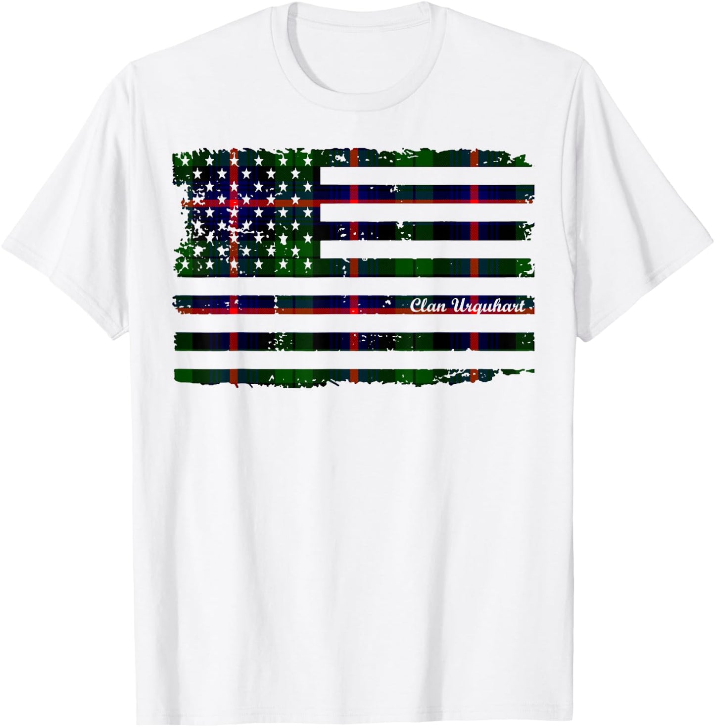 Urquhart surname American Flag Scottish tartan T-Shirt - T-Shirt | White