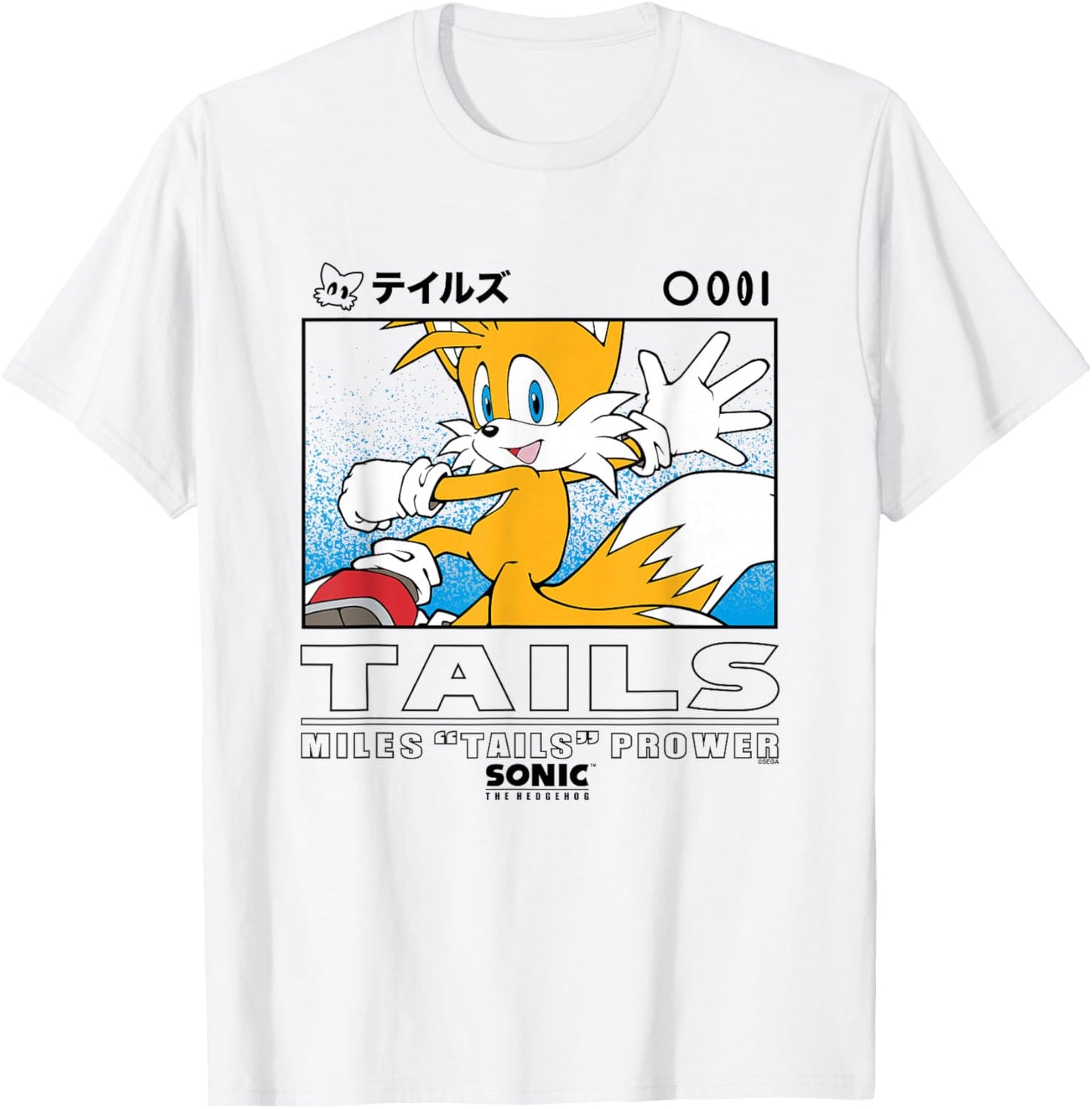 Sonic The Hedgehog Miles Tails Prower Kanji Portrait T-Shirt - T-Shirt | White