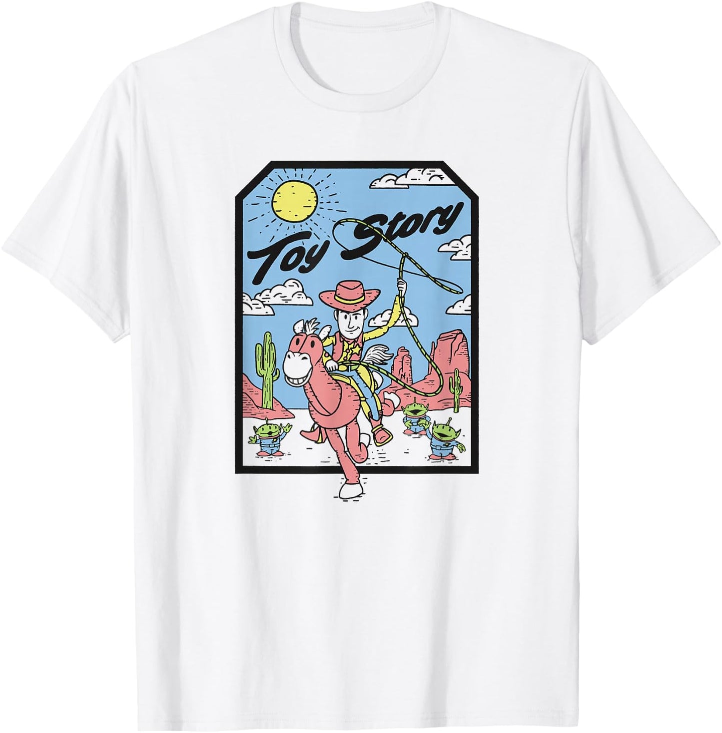 Disney Pixar Toy Story Woody & Bullseye Lasso Portrait T-Shirt - T-Shirt | White