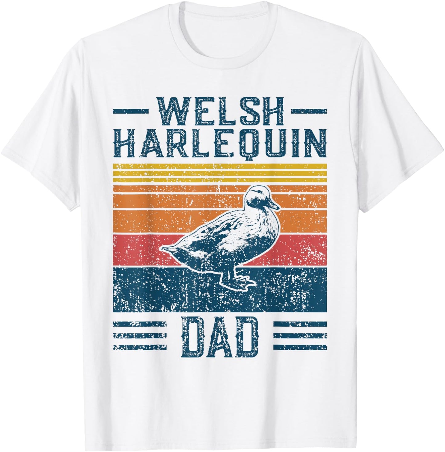 Best Duck Dad Men - Vintage Welsh Harlequin T-Shirt - T-Shirt | White