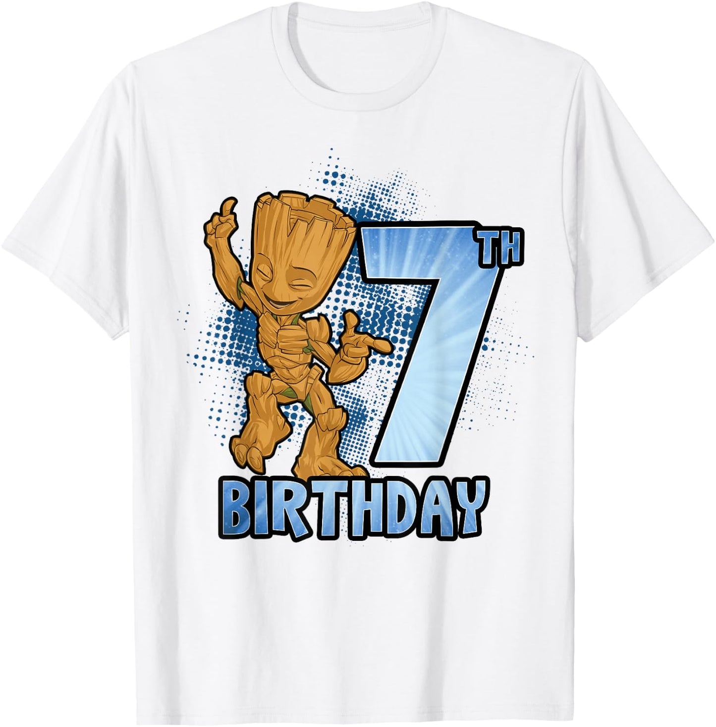 Marvel Guardians Of The Galaxy Baby Groot 7th Birthday T-Shirt - T-Shirt | White