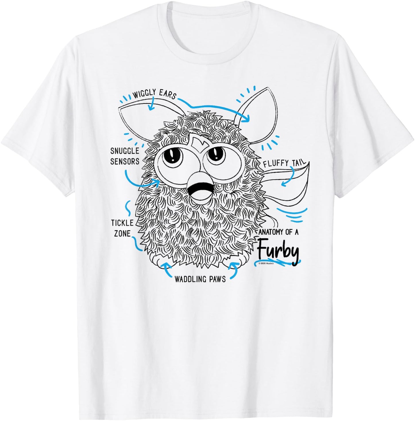Furby Anatomy of A Furby Retro Textbook Diagram T-Shirt - T-Shirt | White