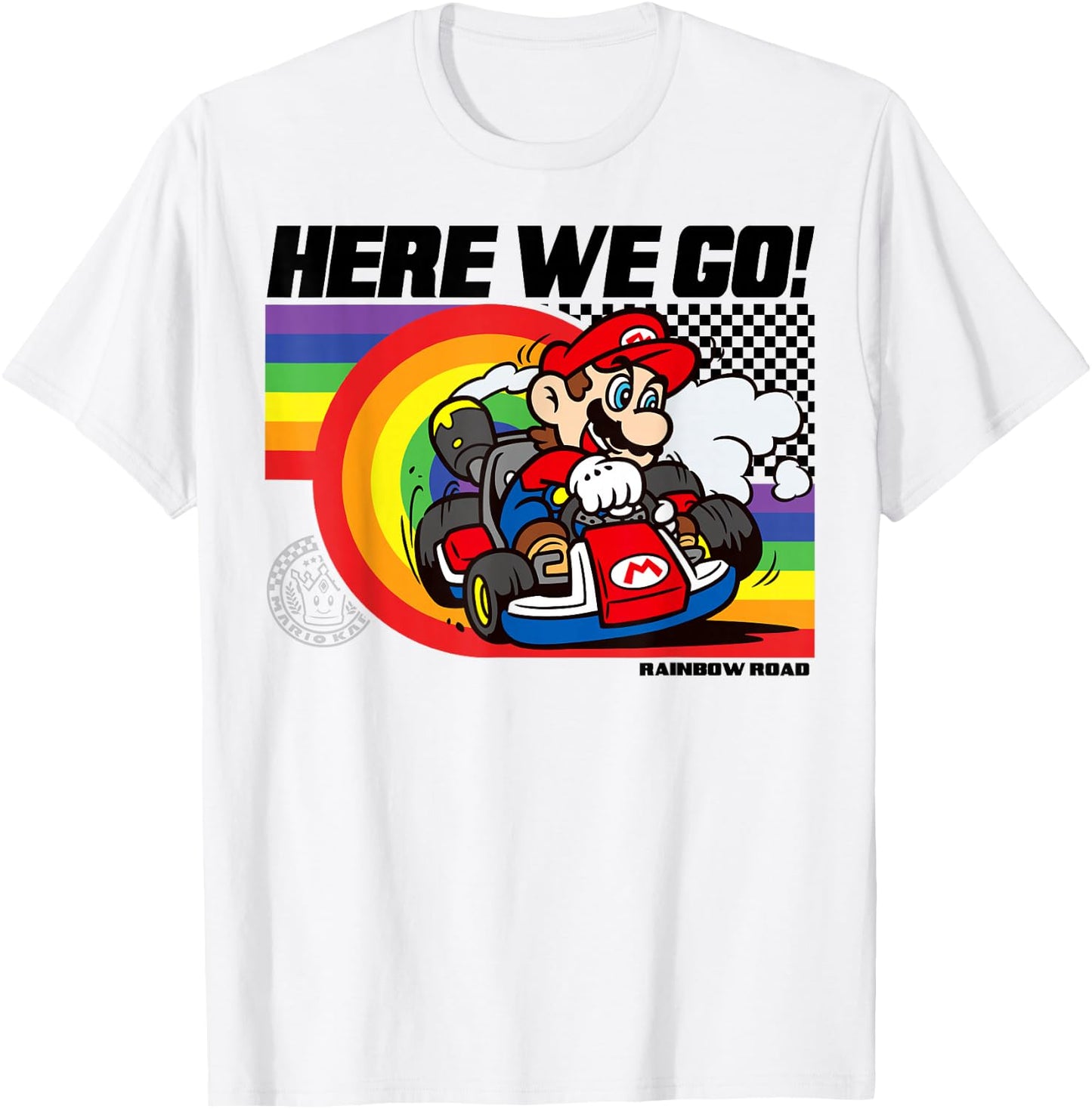 Mario Kart Pride Rainbow Road Here We Go Nintendo Icon T-Shirt - T-Shirt | White