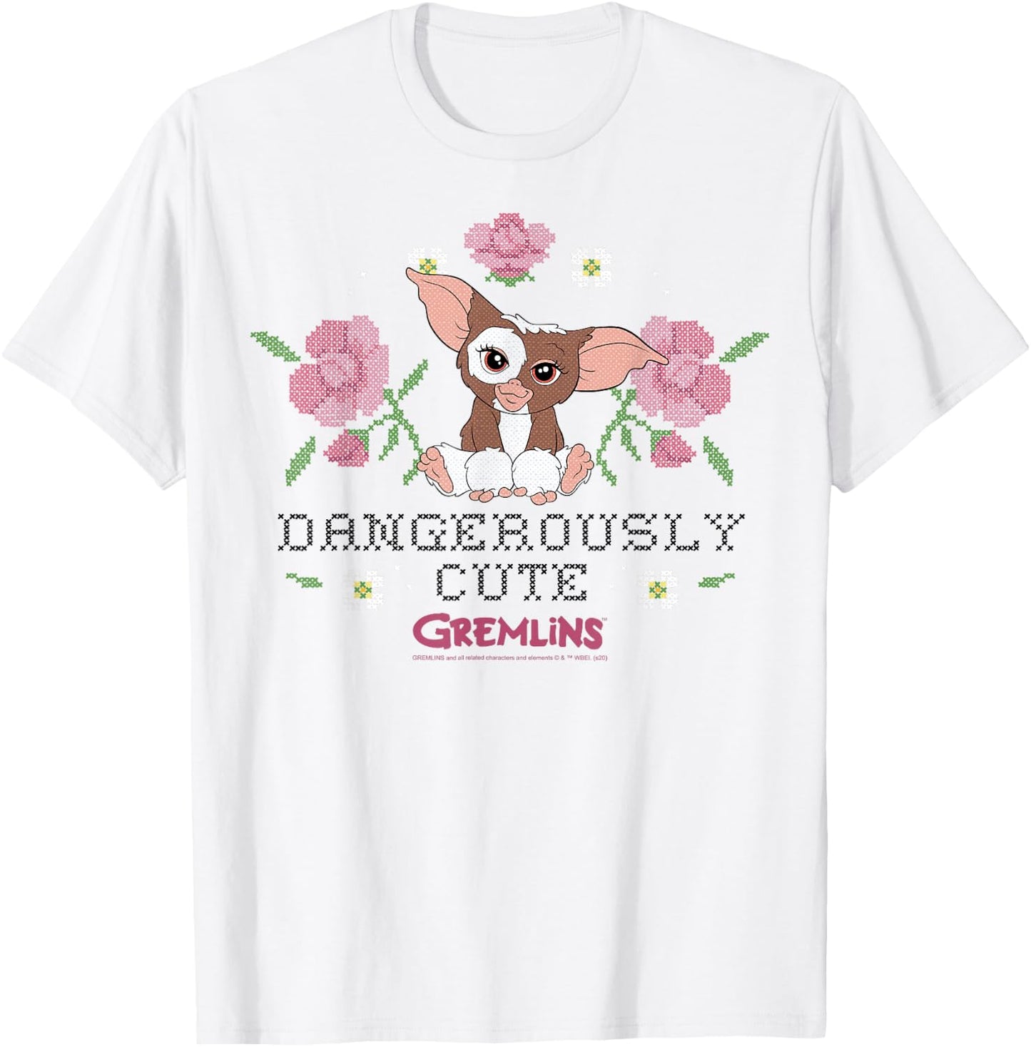 Gremlins Gizmo Dangerously Cute Faux Stitched T-Shirt - T-Shirt | White