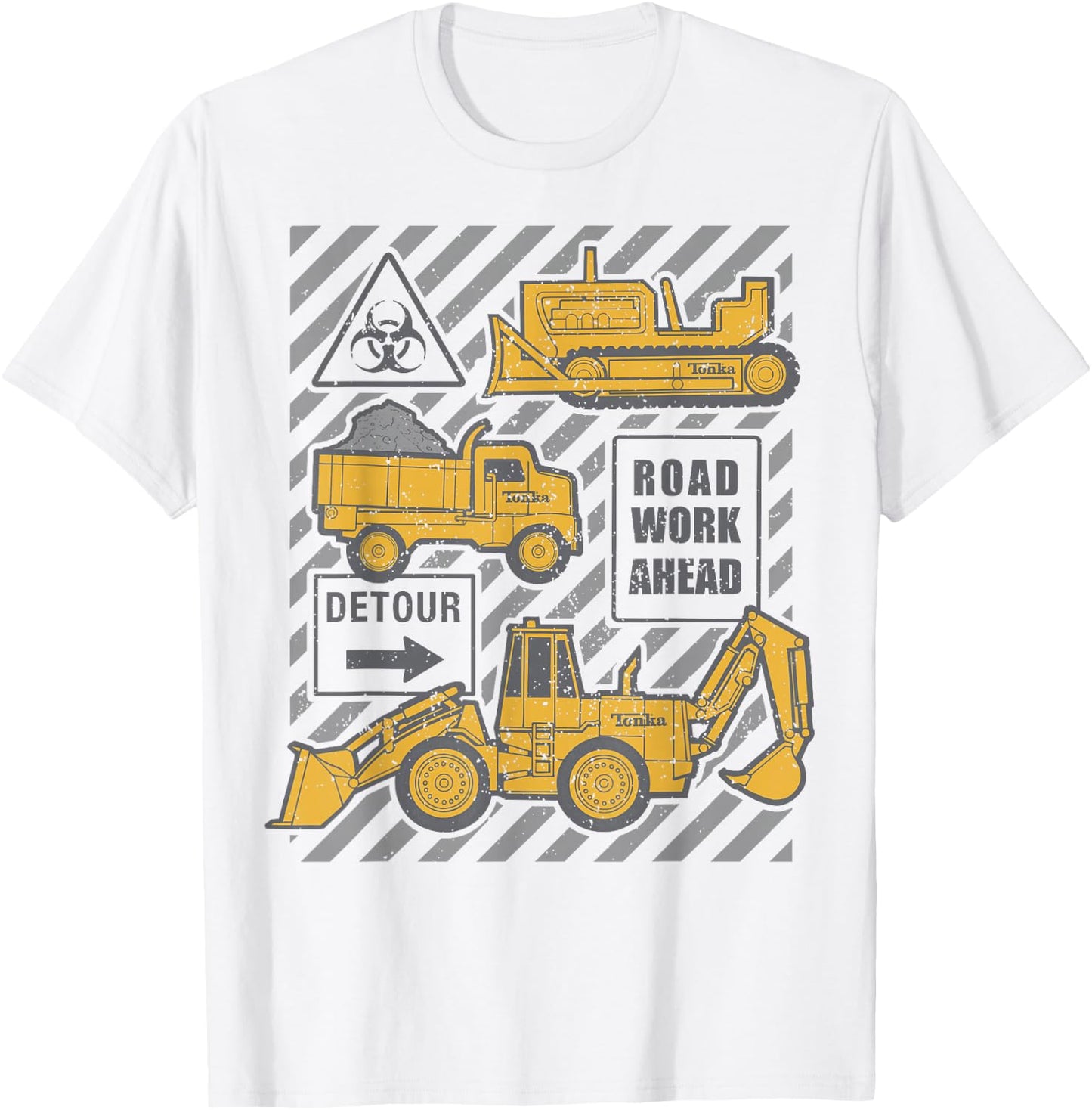 Tonka Trucks Road Work Ahead Construction Sign Logo T-Shirt - T-Shirt | White