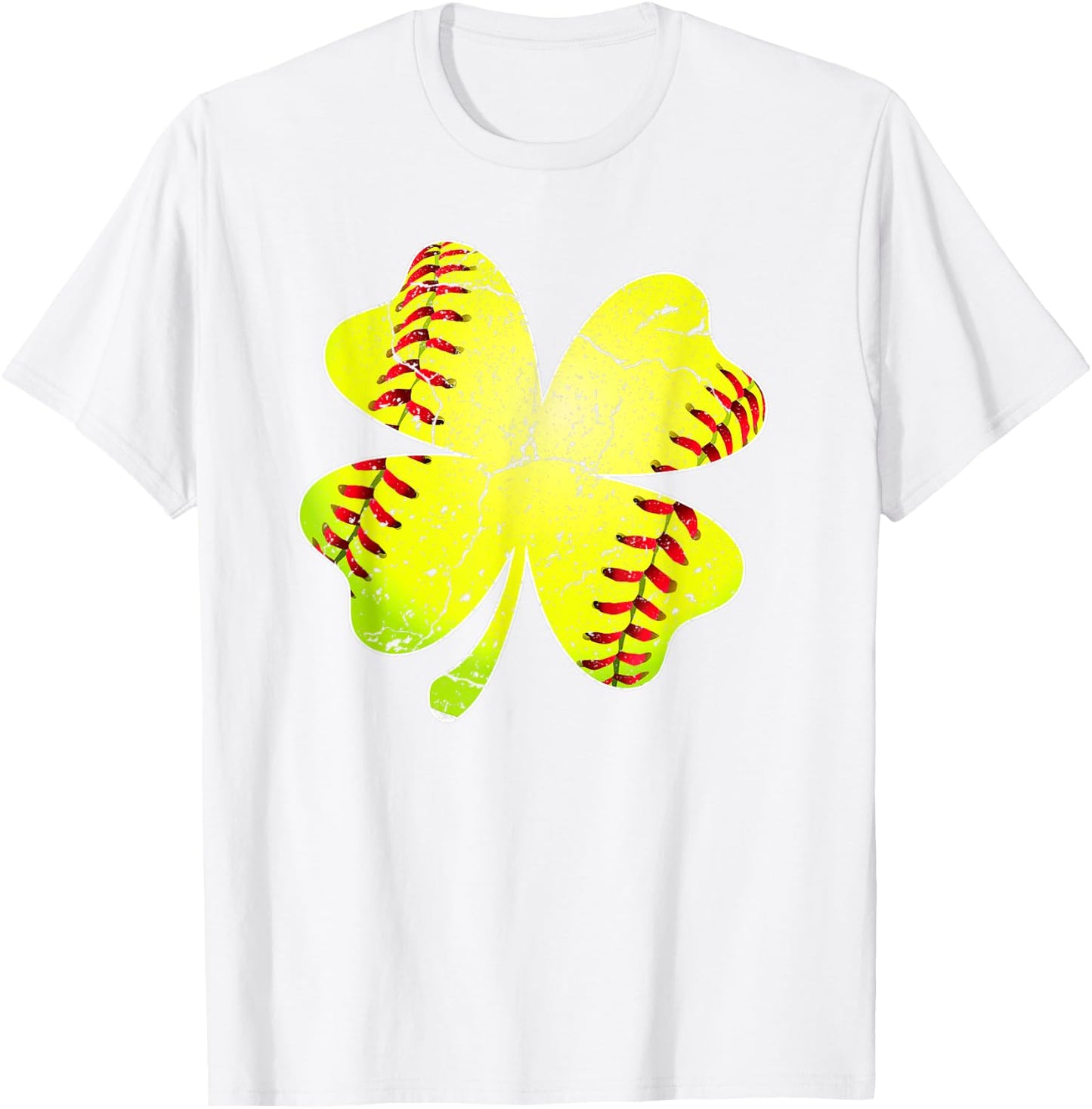 Funny Softball Shamrock St Patricks Day Softball Lover T-Shirt - T-Shirt | White