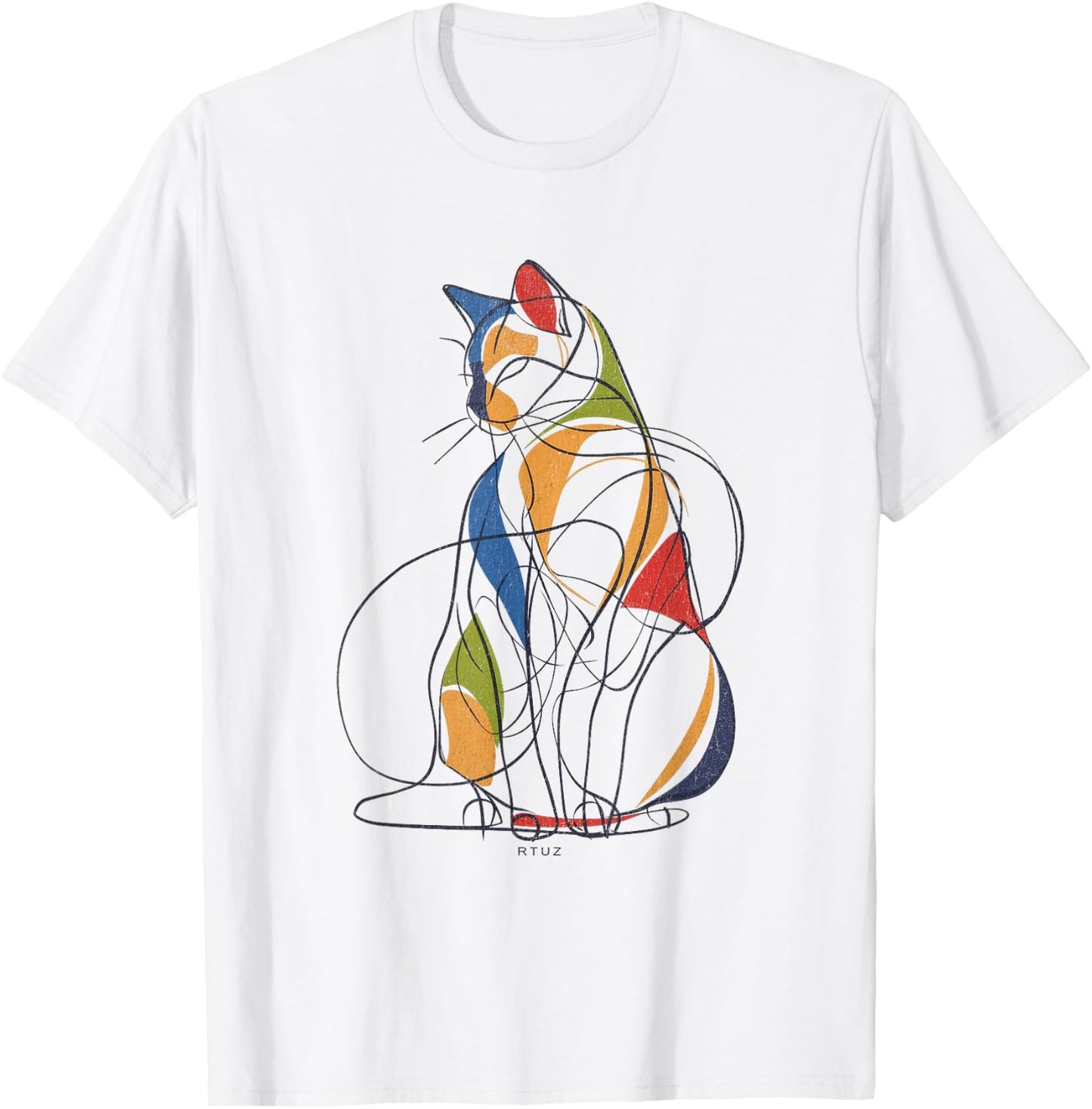 Minimalist Cat Outline Drawing One-Line Minimalism Cat Men Women Kids T-Shirt - T-Shirt | White