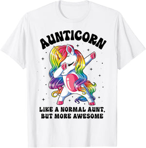 Aunticorn Like Normal Aunt But More Awesome Dabbing Unicorn T-Shirt - T-Shirt | White
