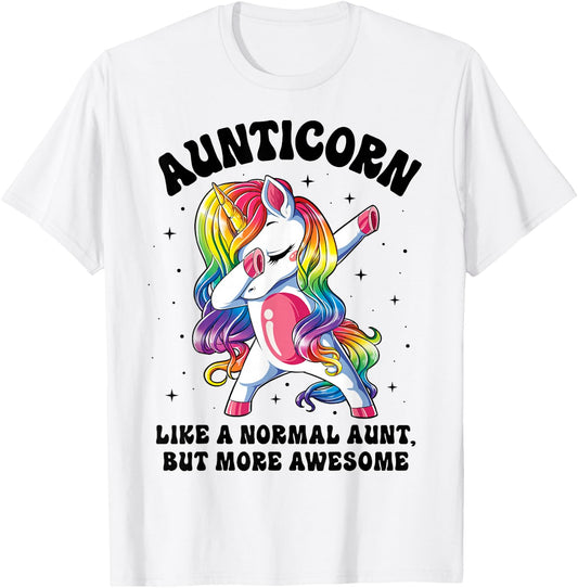 Aunticorn Like Normal Aunt But More Awesome Dabbing Unicorn T-Shirt - T-Shirt | White