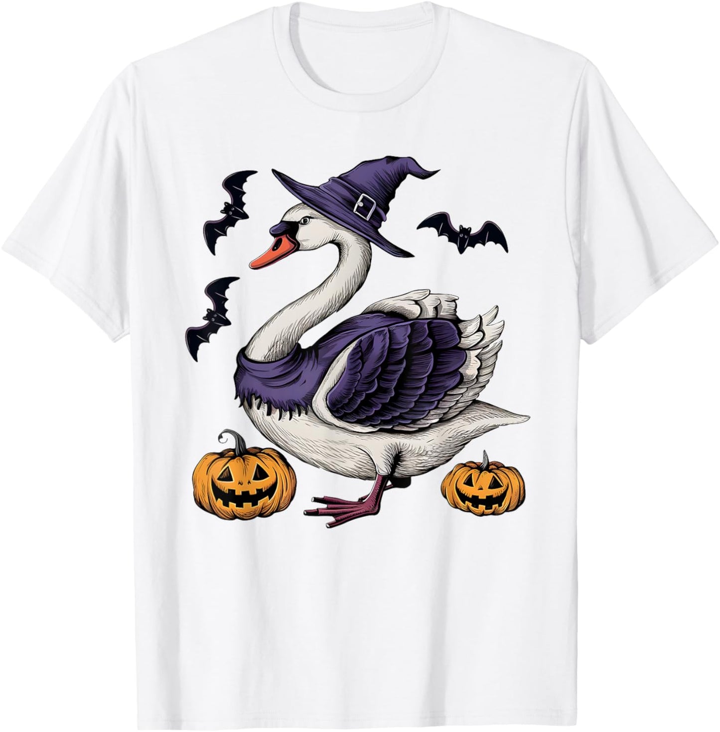 Funny Swan Bird Halloween Costume Scary Pumpkin Bat Witch T-Shirt - T-Shirt | White