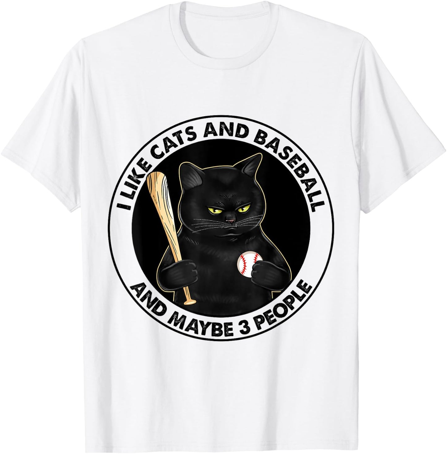 I Like Cats And Baseball T-Shirt - T-Shirt | White