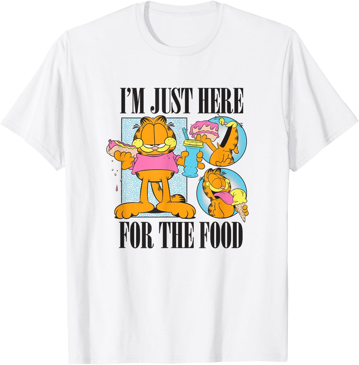 Garfield I'm Just Here For The Food Vintage Snack Panels T-Shirt - T-Shirt | White