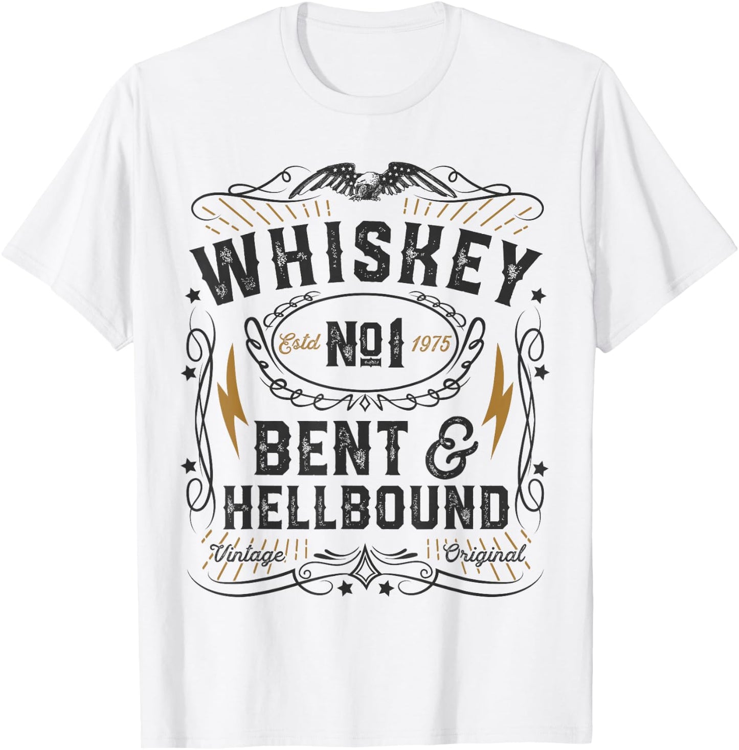Whiskey Bent and Hellbound Country Music Biker Bourbon Gift T-Shirt - T-Shirt | White
